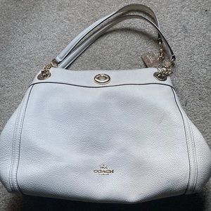 Coach white leather hobo bag